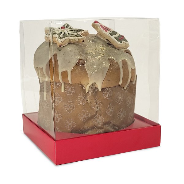 Caixa Vitrine Para Panetone de 500g - 15x15x17 - Vermelho - 10 Unidades