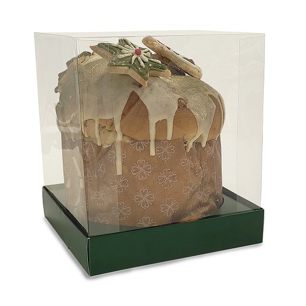 Caixa Vitrine Para Panetone de 500g - 15x15x17 - Verde - 10 Unidades