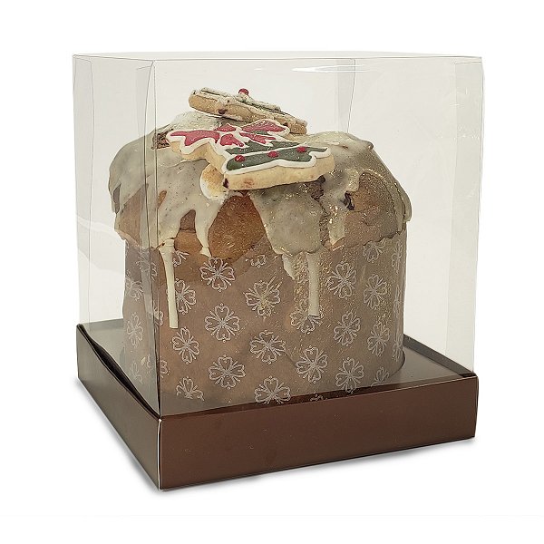 Caixa Vitrine Para Panetone de 500g - 15x15x17 - Marrom - 10 Unidades