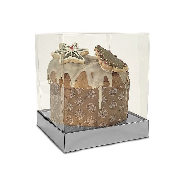 Caixa Vitrine Para Panetone de 250g - 11x11x13 - Prata - 10 Unidades