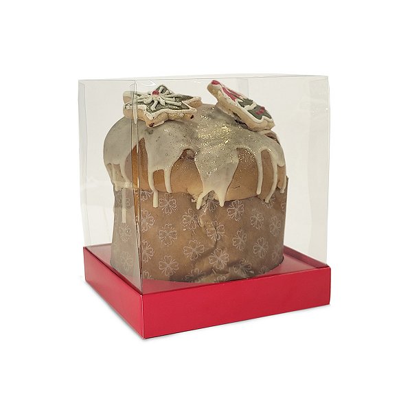Caixa Vitrine Para Panetone de 250g - 11x11x13 - Vermelho - 10 Unidades