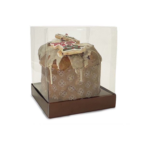 Caixa Vitrine Para Panetone de 250g - 11x11x13 - Marrom - 10 Unidades