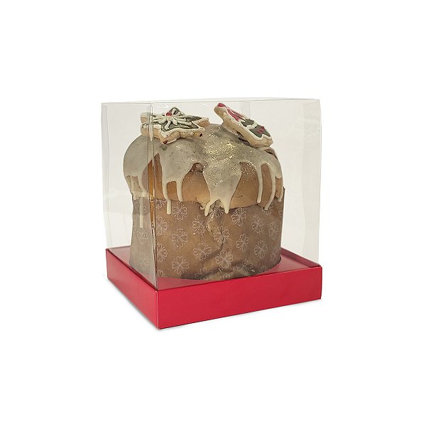 Caixa Vitrine Para Panetone de 100g - 9x9x11 - Vermelho - 10 Unidades