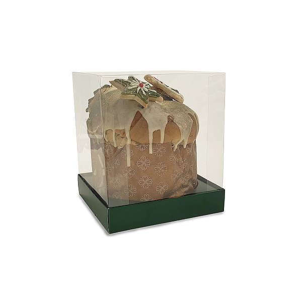 Caixa Vitrine Para Panetone de 100g - 9x9x11 - Verde - 10 Unidades