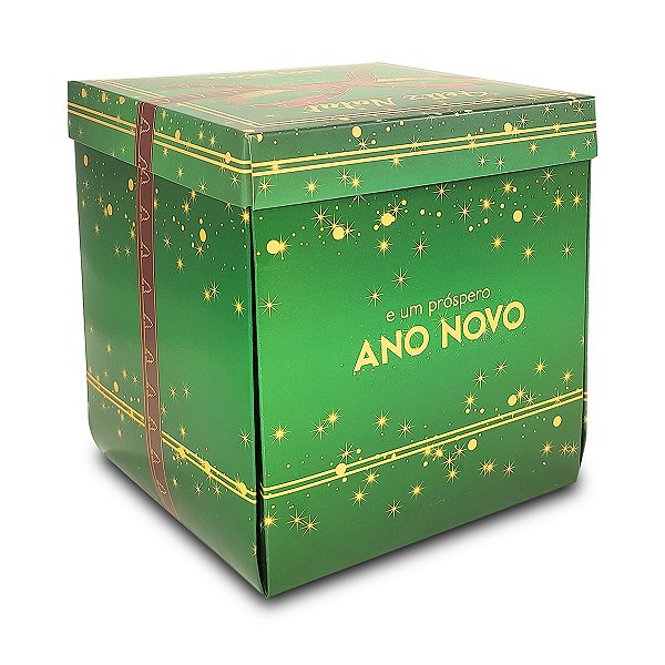 Caixa Explosão para Panetone de 500g - 15x15x17 - Feliz Natal Laços - 10 Unidades