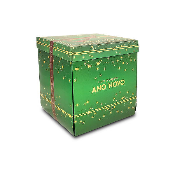 Caixa Explosão para Panetone de 250g - 11x11x13 - Feliz Natal Laços - 10 Unidades