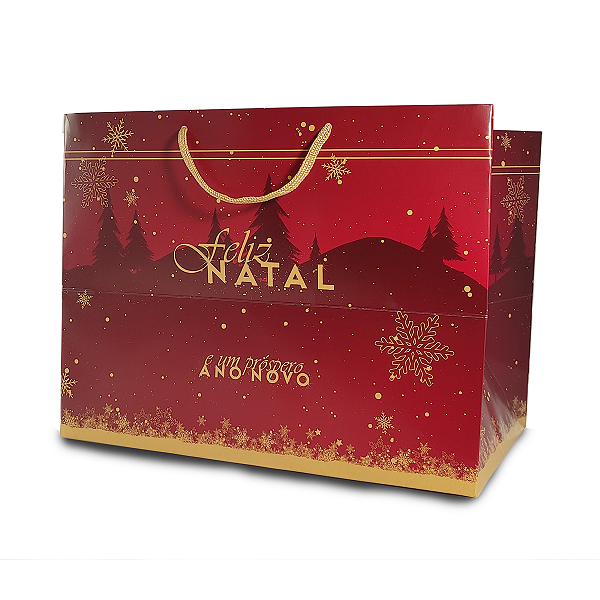 Sacola 33x24x26cm - Feliz Natal - 10 Unidades