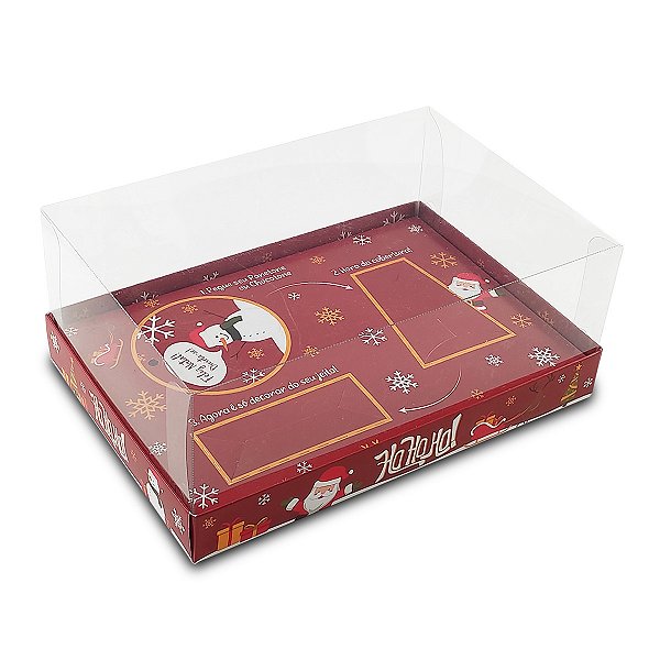 Caixa Panetone Mini Confeiteiro 100g - Ho Ho Ho - 10 Unidades