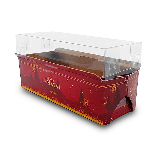 Forma Caseirinho 400g Feliz Natal  - 18x6x5cm Com Tampa - 10 unidades