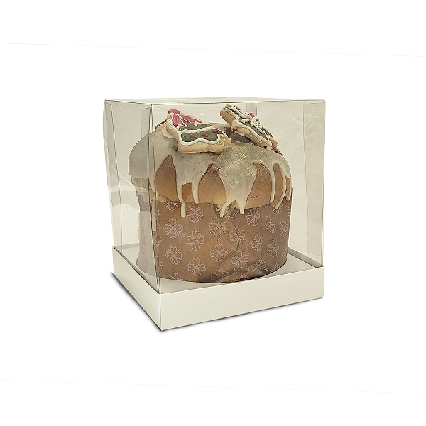 Caixa Vitrine Para Panetone de 100g - 9x9x11 - Branca - 10 Unidades