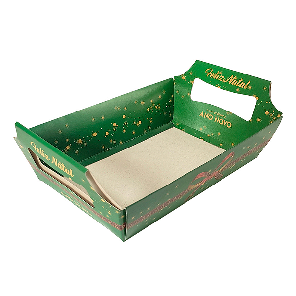 Cesta M (22x14,6x6,5) - Feliz Natal Laços - 10 Unidades