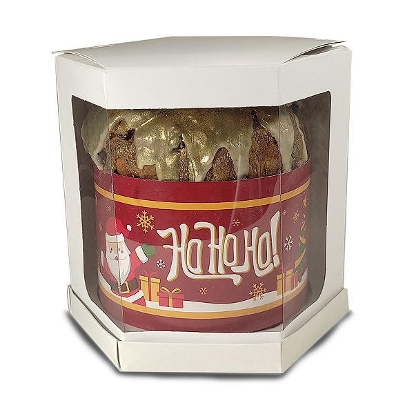 Caixa Hexagonal para Panetone de 500g - 15x15x17 - Branca - 10 Unidades