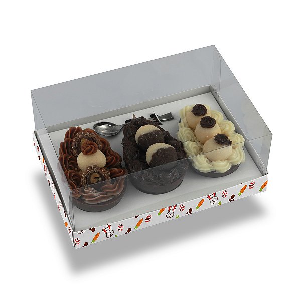 Caixa Ovo De Colher 3 De 100G Coelhos Style- Com 10 Unidades