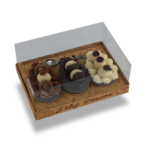 Caixa Ovo De Colher 3 De 100G Kraft Coelhos Style - Com 10 Unidades