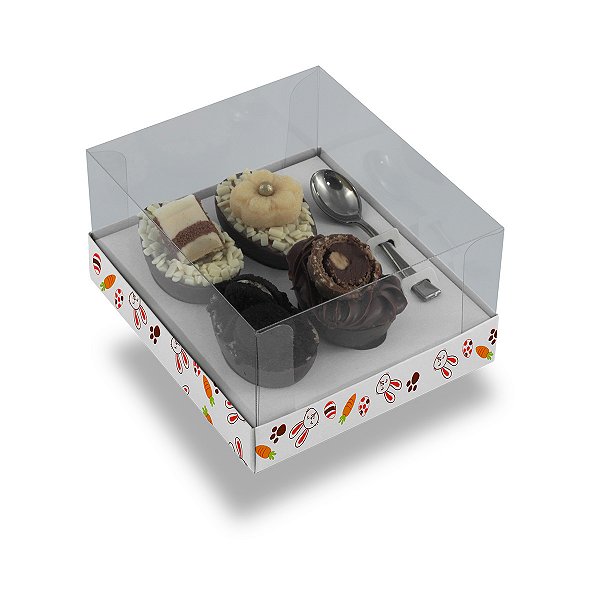 Caixa Ovo De Colher 4 De 50G Coelhos Style - Com 10 Unidades