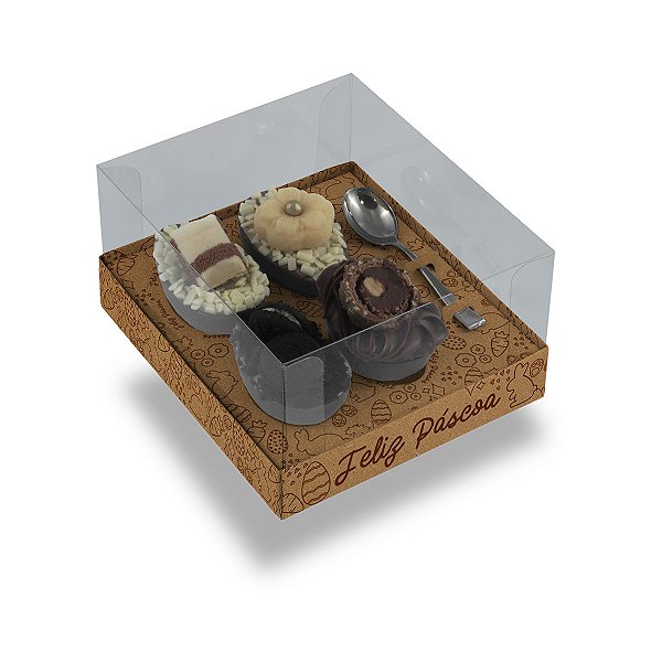 Caixa Ovo De Colher 4 De 50G Kraft Coelhos Style- Com 10 Unidades