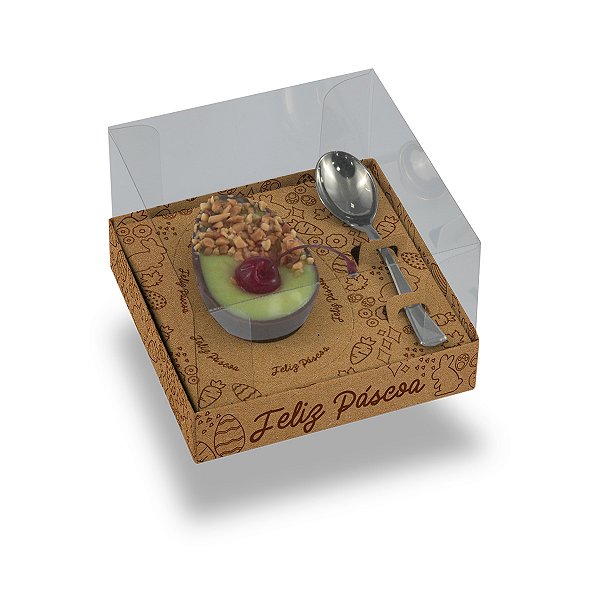 Caixa Ovo De Colher 50G/100G Kraft Coelhos Style - Com 10 Unidades