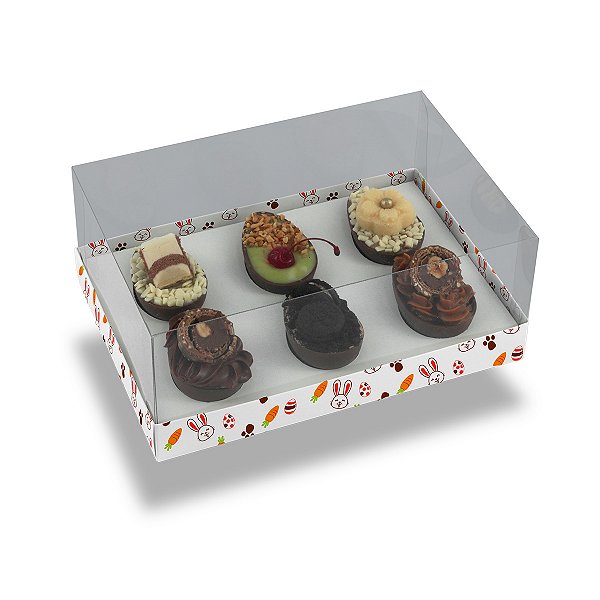 Caixa Ovo De Colher 6 De 50G Kraft Coelhos Style - Com 10 Unidades