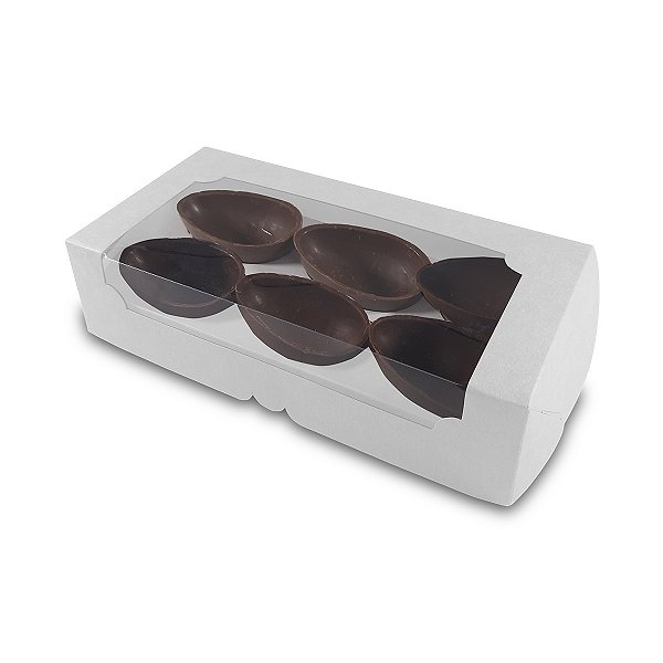 Caixa Ovo De Colher Quadrada 6 De 50G Branco com 10 unidades