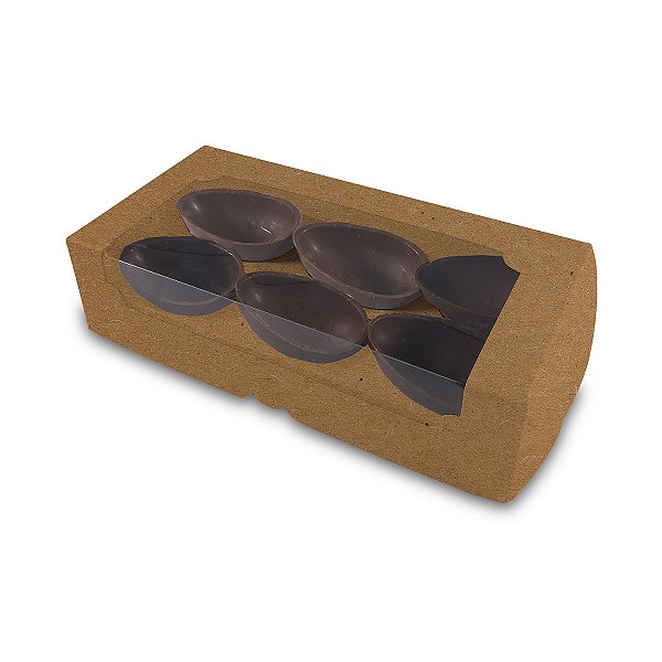 Caixa Ovo De Colher Quadrada 6 De 50G Kraft com 10 unidades