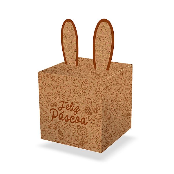 Caixinha Coelho 7X7X7 Kraft Coelhos com 10 unidades