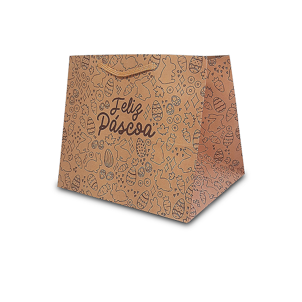 SACOLA M (24x20x19cm) KRAFT COELHOS COM 5 UNIDADES