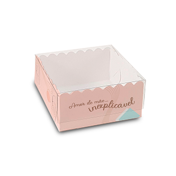 Caixa Para 4 Doces 8x8x4cm Style Mãe Rosa  - Com 10 unidades