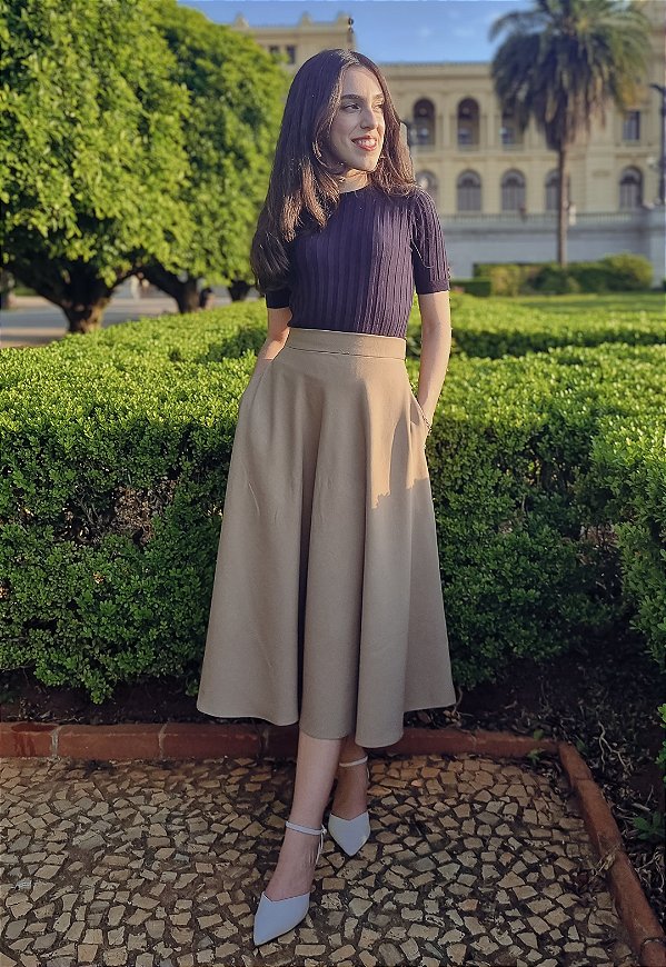 Saia Jasmim khaki