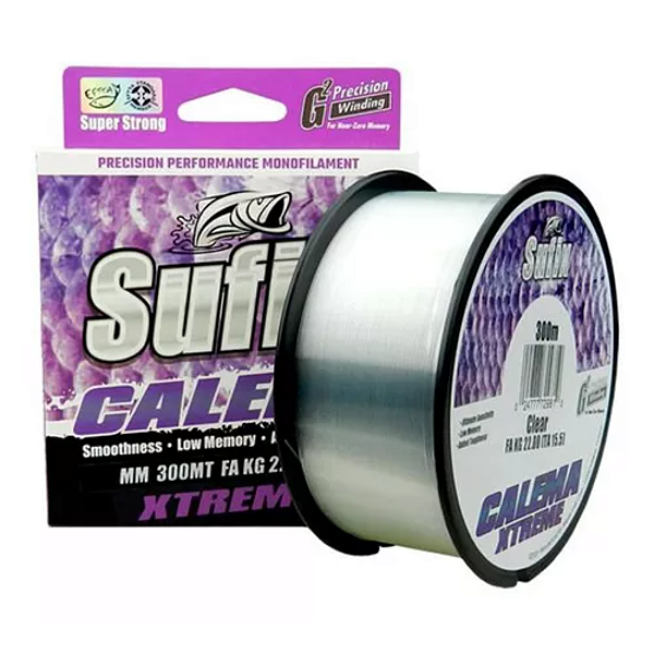 LINHA MONO SUFIX CALEMA XTREME 300M 0,35MM-19KG-40LB CLEAR