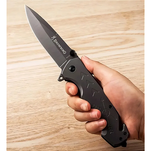 Canivete Tático Dobrável Browning Aço Inox Lâmina Cinza