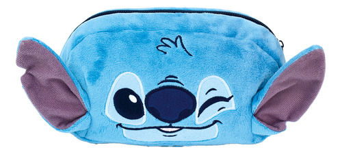 Estojo Escolar Fluffy Pelúcia Com Zíper Stitch Disney Dac