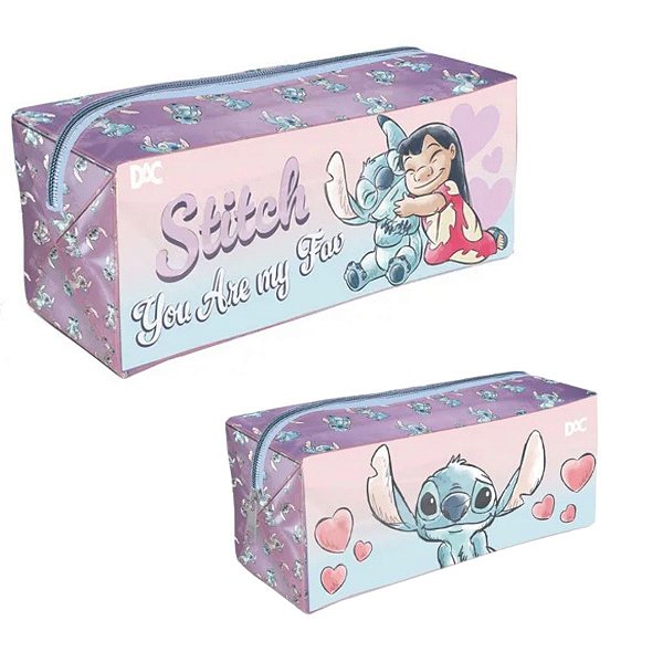 Estojo Stitch escolar necessaire grande PVC DAC