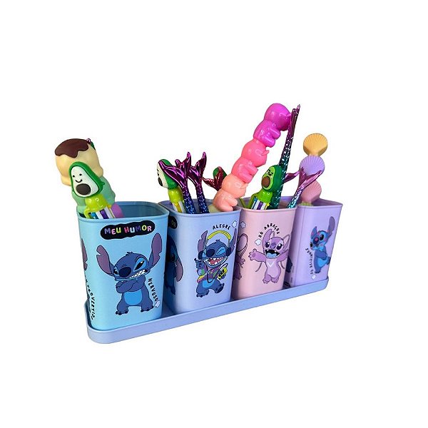 Porta Canetas ou lápis organizador de mesa Stitch plasutil
