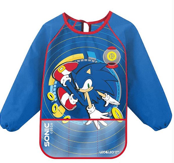 AVENTAL INFANTIL C/ BOLSO E MANGA COMPRIDA SONIC