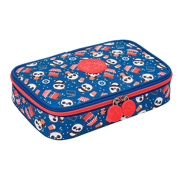 Estojo Box College Panda Pipoca Juvenil Feminino Xeryus