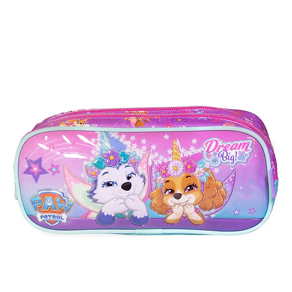 Estojo Escolar Infantil Patrulha Canina Skye Duplo Zíper