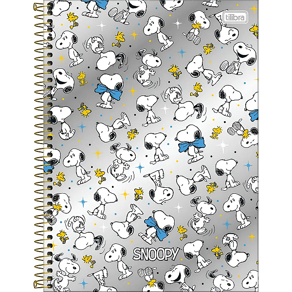 Caderno Espiral Univ 10 Mat Snoopy Core 160  Tilibra Prata