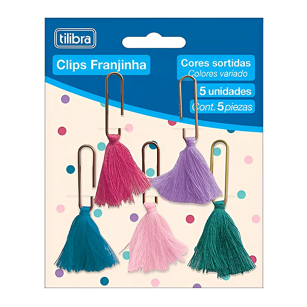 Clips Decorados Franjinha Cores Sortidas 5 Unidades Tilibra