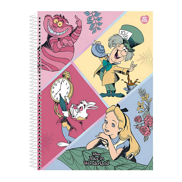 Caderno Univ 1 Matéria 80fls Disney Alice Azul Animativa