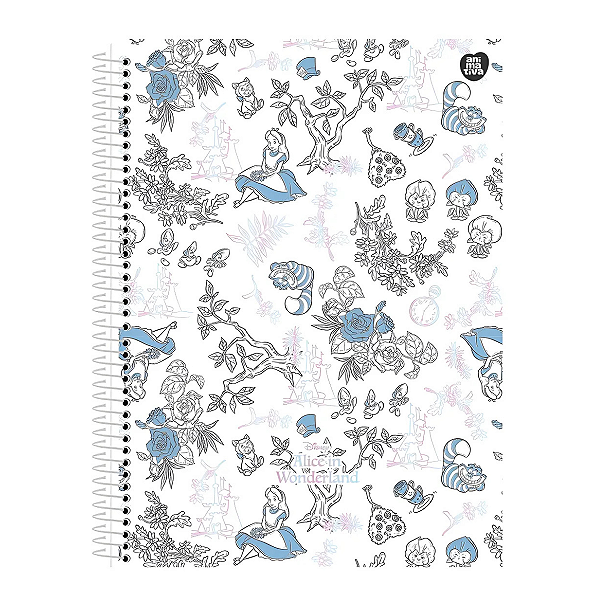 Caderno Univ 1 Matéria 80fls Disney Alice Azul Animativa
