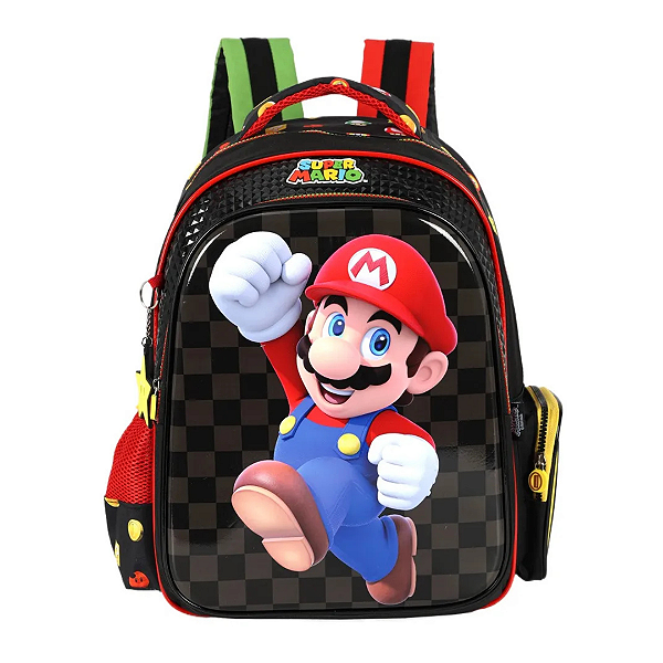 Mochila Escolar Mario Bros Preto Is42551mo Luxcel Preto Mario Bros