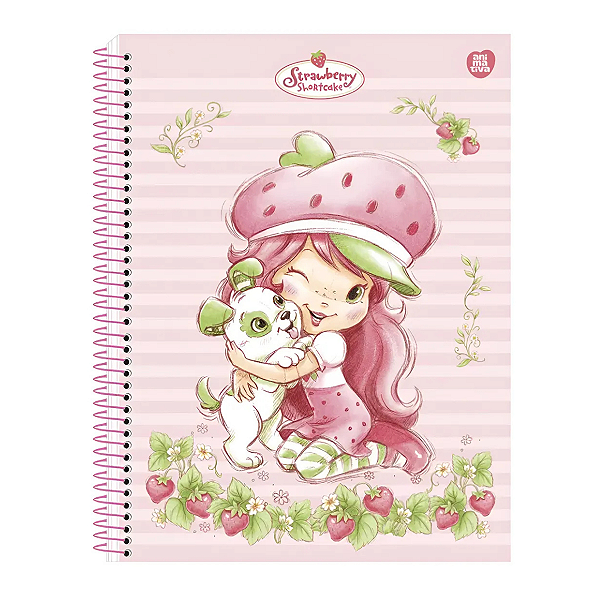 Caderno Espiral Colegial Moranguinho 80fls Animativa Rosa-claro