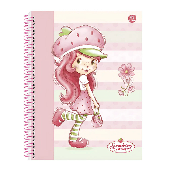 Caderno Espiral Colegial Moranguinho 80fls Animativa Rosa