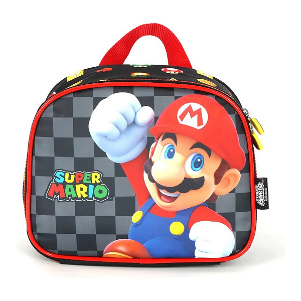 Lancheira Escolar Mario Bros Preto La42553mo Luxcel Preto Mario Bros