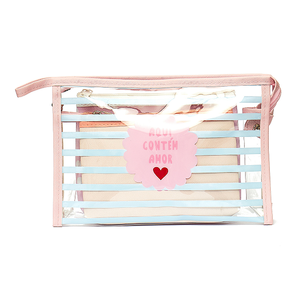 Kit Necessaire c/ 3 Peças FLORIE "Aqui contem amor"