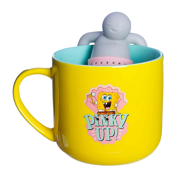 Caneca De Chá Com Infusor Bob Esponja Amarelo Bob Esponja
