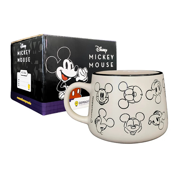 Canecas Disney Zonacriativa Moma Com Design Mickey Mouse Bege Capacidade 500ml