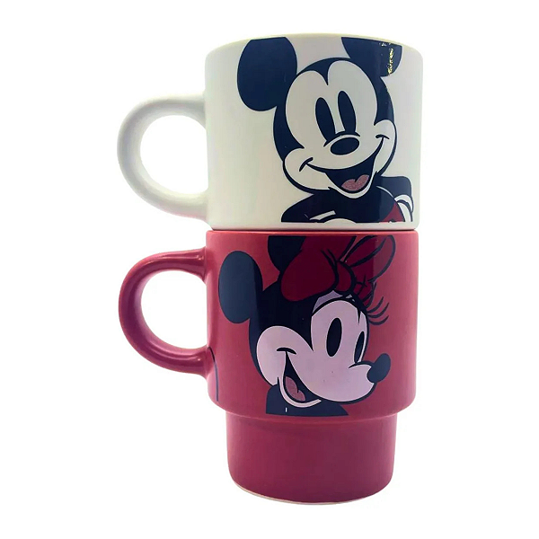 Kit Caneca Mickey Minnie 150ml Xicaras Empilhaveis Zcriativa