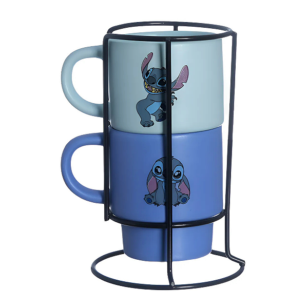 Kit Xícara Empilhável Stitch Disney Café Chá Zona Criativa