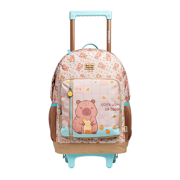 Mochila Com Rodas College Brownie Capivara Xeryus Bege